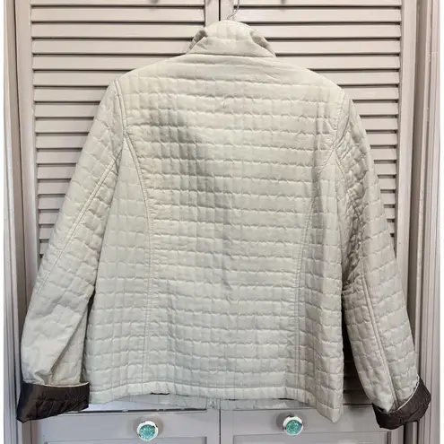 White Stag Cream/Brown Zip Up Quilted Jacket Logo Size M (8-10) Lined Pockets