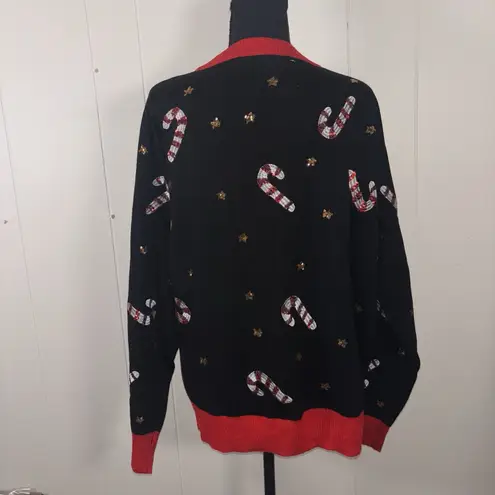 Tipsy Elves Women's Sequin Garland Candy Cane Cardigan Ugly Sweater XXL 2XL NWT