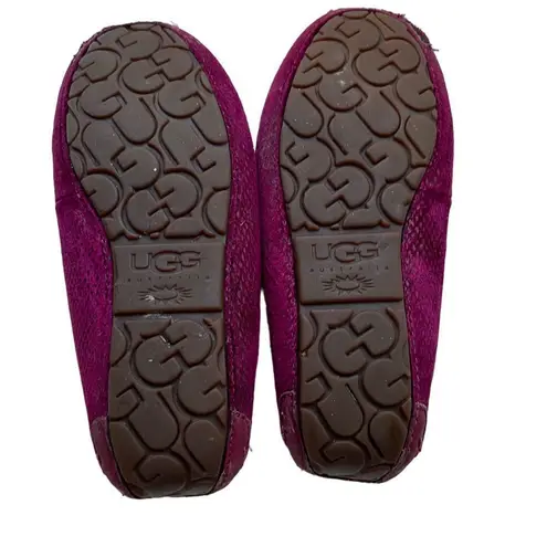 UGG  MAGENTA Suede Snakeskin Effect Slip OnMoccasin Slippers Size 7