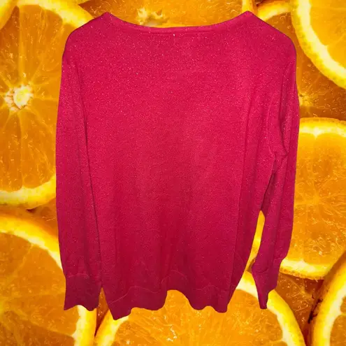 Jaclyn Smith  Red Metallic Sweater Size Large‎ - Image 6