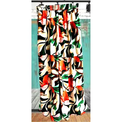 Moon Orchid Palazzo Pants Medium Abstract Festive High Waist Cruise Islands EUC Orange Size undefined