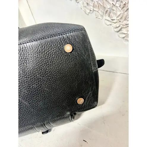 Hugo Boss BOSS Leather Braided Top Handle Medium Duffle Handbag Black