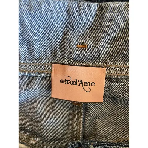 Otto d'Ame Denim Skirt Women's Large Blue Wash Tie Waist Midi Made in Italy