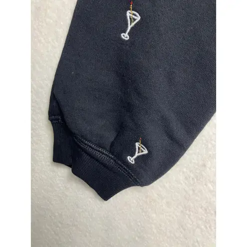 Love Grey Nordstrom Black Martini Cocktail Embroidered Crewneck Sweatshirt XS
