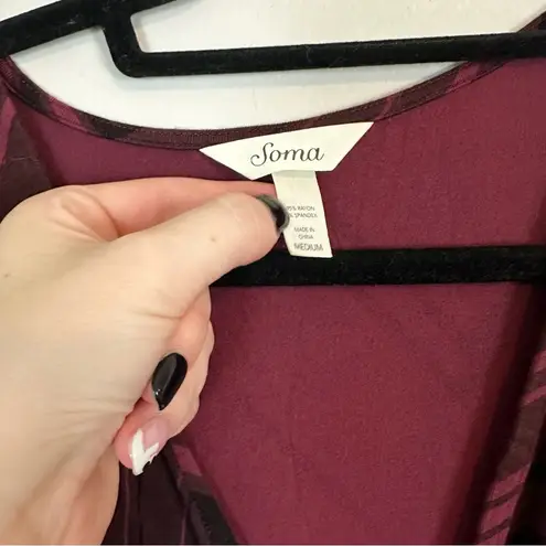 Soma | Red and Black Patterned Faux Wrap Style Dress Size Medium