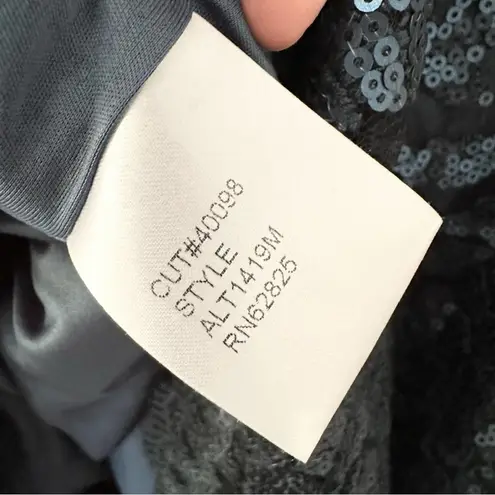 Tadashi Shoji Teal Sequin Illusion Sheath Knee Length Pailette Cocktail Dress 8