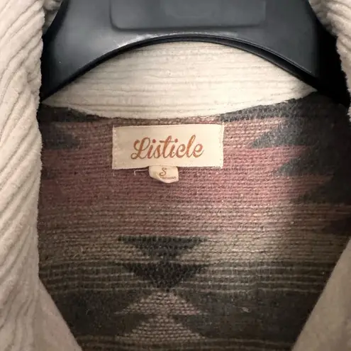 Listicle Aztec Corduroy Jacket Cream/Pink/Gray Small White - Image 2