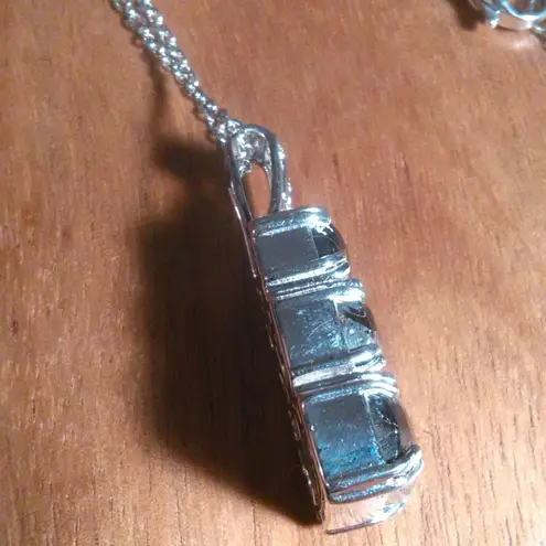 Matrix Silver Shungite Platinum Over Copper Pendant Stainless Steel Necklace