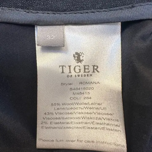 Tiger of Sweden Deep Sea Navy Wool Designer Chic Front Slit Pencil Skirt Size XS Blue