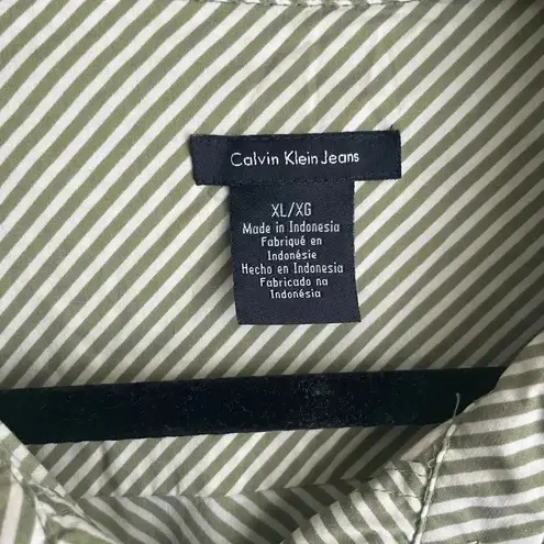 Calvin Klein Jeans Button Down Womens Double Button Shirt Masculine EUC XL Green