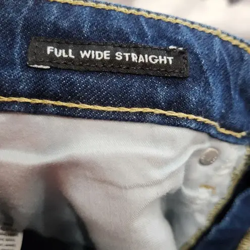 Free Assembly High Rise Full Wide Straight Leg Pockets Denim Blue Size 6