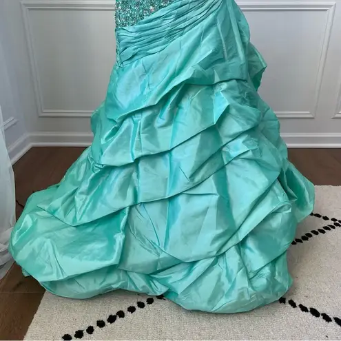Mac Duggal Mermaid Prom Dress Corset Back Mint 2