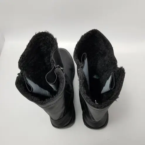 Angel Steps Womens Double Zip Boots Black Round Toe Side Faux Fur Lined Size 10M