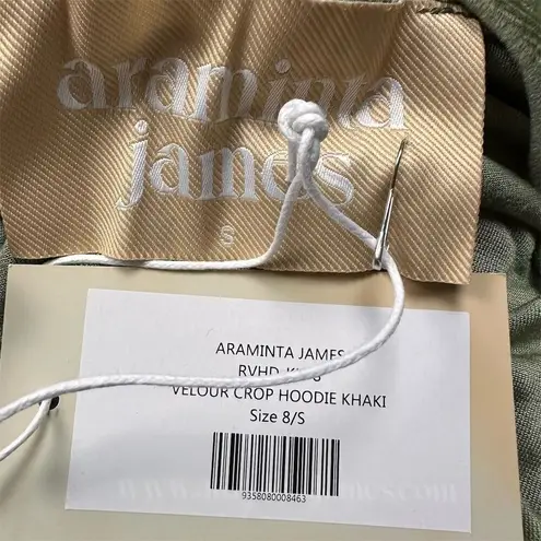 NWT Araminta James Women's XS Cropped Velour Hoodie Khaki Green Casual
