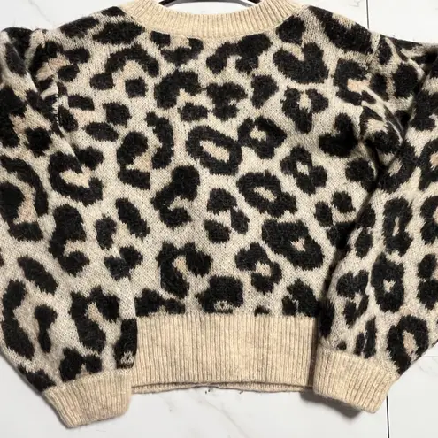 & Other Stories & other Stories leopard puff sleeve wool alpaca cropped button down cardigan S