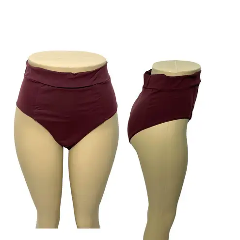 Vitamin A Womens Elena High Waisted Bikini Bottom Bathing Suit Swim Burgundy 14