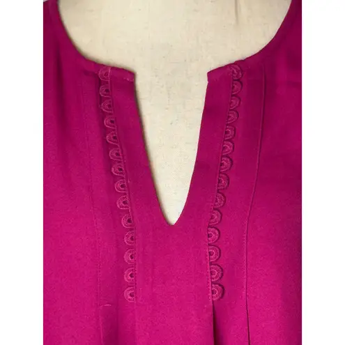 Collective Concepts Shirt Women XS Pink Balloon Sleeve V Neck Lace Detail Blouse
