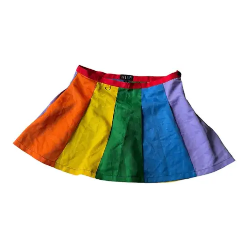 ALL IS BRIGHT RAINBOW PLEATED MINI SKIRT DELIA*S BY DOLLS KILL Size XL Red