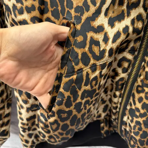 Vintage Fuda International Bomber Jacket Silk Leopard Cheetah Size M Full Zip Brown Size M