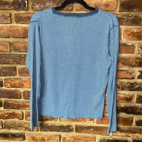 st. john's bay  Blue Striped Thermal Henley Long Sleeve Top Women's Size XL