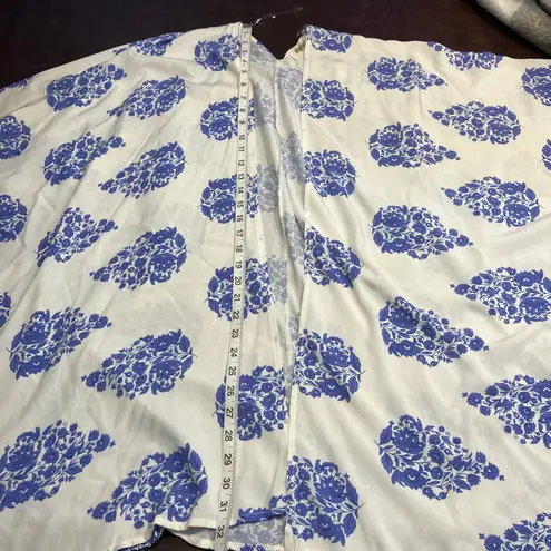 Haptics by Holly Harper Womens 2x Blue‎ White Floral Kimono Rayon Coastal - Image 12