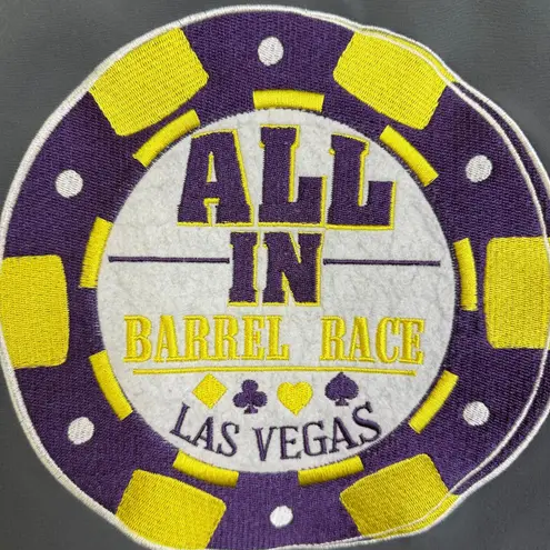 Roper Cowboy Barrel Racing Rodeo Jacket Gray Zip Sponsor Las Vegas Womens Medium