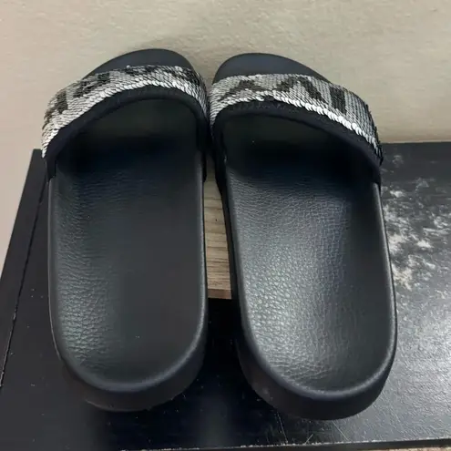 Ivy Park Sequin Slider Metallic Silver Revolve Womens Size 6 Beyoncé Adidas