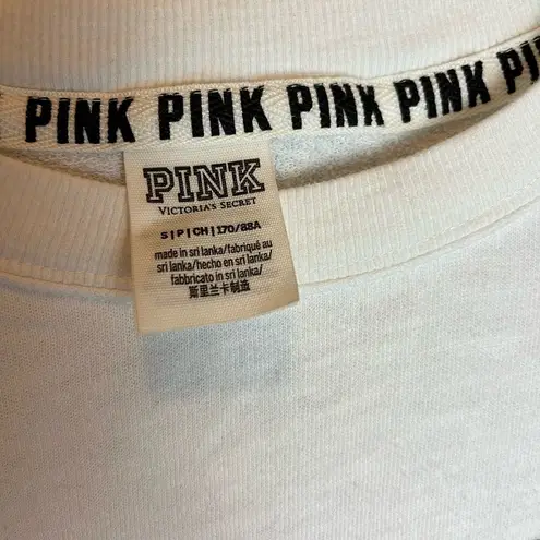 PINK - Victoria's Secret 𝅺Women’s VS PINK Lightweight Sweatshirt Tshirt Sleeve Details White Size S