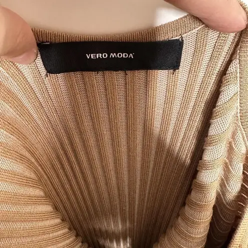 VERO MODA NWOT  Will Open Back Ribbed Midi Sweater Dress Women's Tan Size Medium