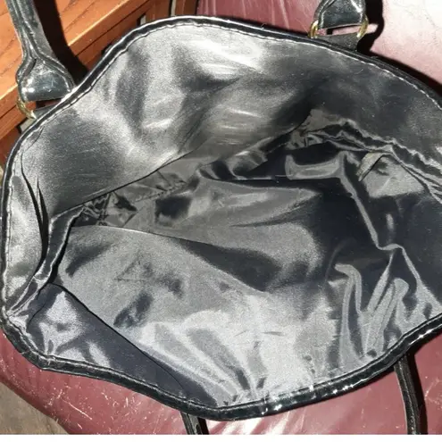 Estée Lauder Black Faux Leather Snakeprint detail tote 15” x 12” x 4”