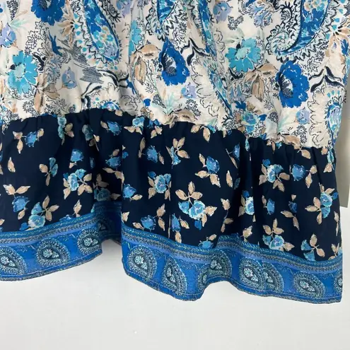 Nine Britton NWT Stitch Fix  Floral Paisley Ruffle Strap Top Blue Size Medium M