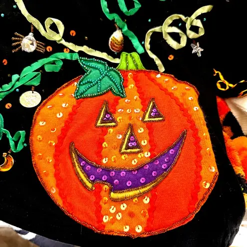 VTG Jack B Quick Jack O Lantern Top Small Halloween Black Embellished Applique Size undefined