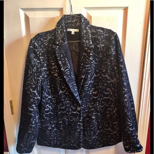 CAbi  midnight blue jacquard blazer sz 12