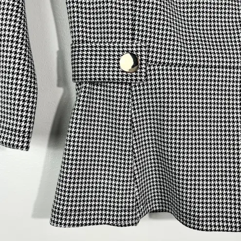 H&M Black & White Houndstooth Belted Detail 3/4 Sleeve Business Casual Blouse XS