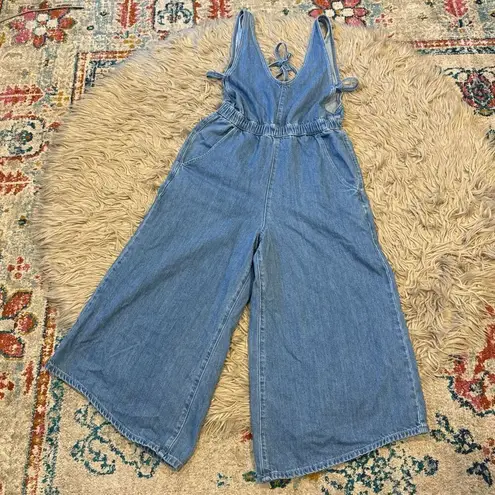 Kancan Sandria Cropped Wide Leg Overalls size medium Blue