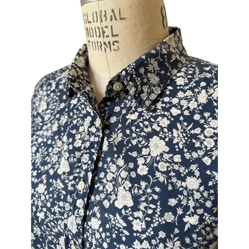 J. Crew x Liberty Cotton Poplin Perfect Shirt in Blue & White Floral Size 4