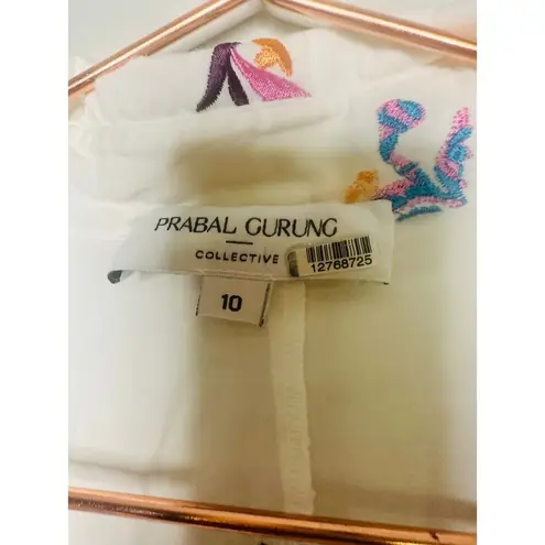 PRABAL GURUNG X RTR White Cotton Floral Embroidered Sleeveless Midi Dress 10