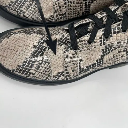 Linea Paolo Boots SZ 7 Trinity Cream Snakeskin Leather NWOT Combat Lace Up NEW Black
