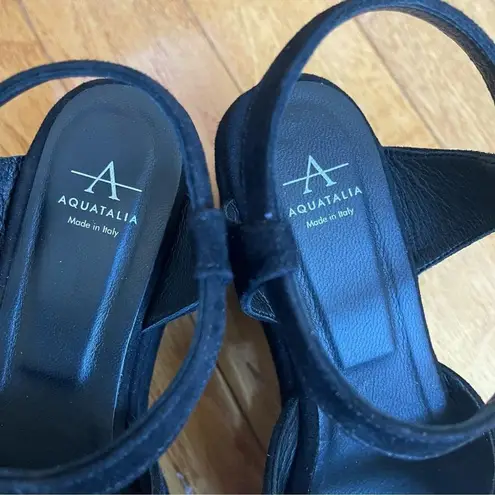 Aquatalia Women's Emmie Platform Heels Sandals suede black Sz 8.5