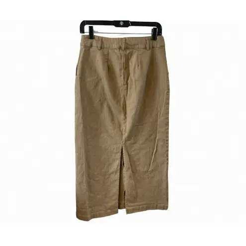 Nwot Self Contrast Women's Tan Denim Size S Long High Waisted Skirt Jupe Anthro
