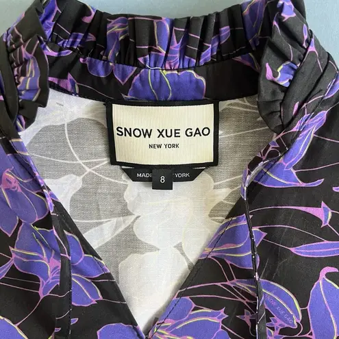 Snow Xue Gao New York Purple Floral Long Sleeve Tiered Cotton Doll Dress Size 8
