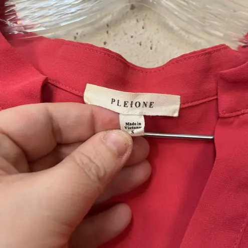 Pleione Pink Short Sleeve Tunic Blouse Size Small Workwear