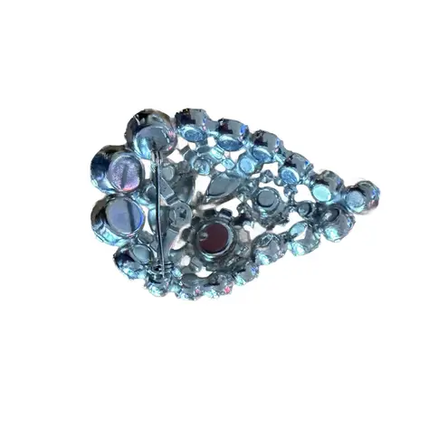 Unique Vintage Vintage Silver Crystal Brooch 3 Inch Rhinestone Cluster Silver Tone