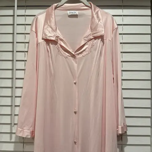Vanity Fair Vintage Made In USA Baby Pink Nightgown Caftan Silky Robe Sz XL