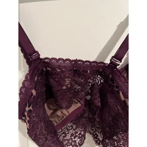 Soma Triangle Lace Trim Bralette – Size Medium – Leopard/Plum Purple