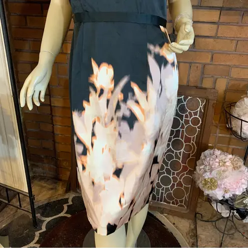 Elie Tahari BLACK & TAN SILK ABSTRACT PRINT SHEATH DRESS (12)