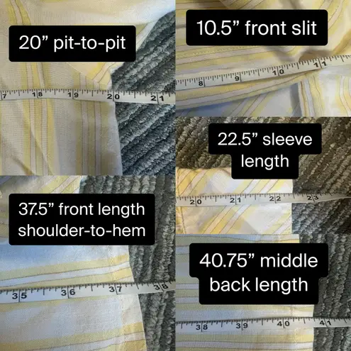 Fin & Vince Butter Yellow Stripe Button Front Shirt Dress Coastal French Country