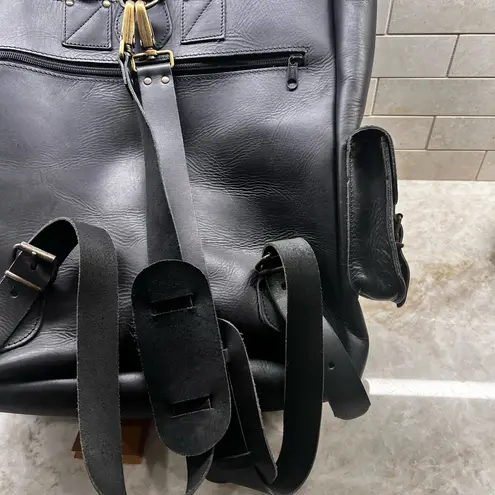 Sleek Black Leather Backpack