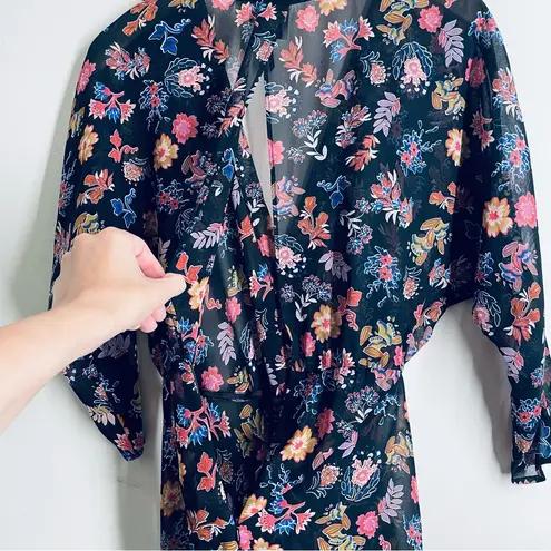 HD in Paris Anthro Floral Sheer Maxi Dress Black Multicolor size 0