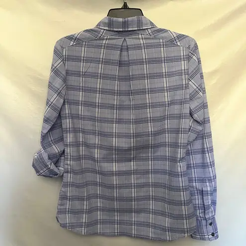 prAna Plaid Roll-Tab Button Womens Shirt Size Small Purple Long Sleeve Western